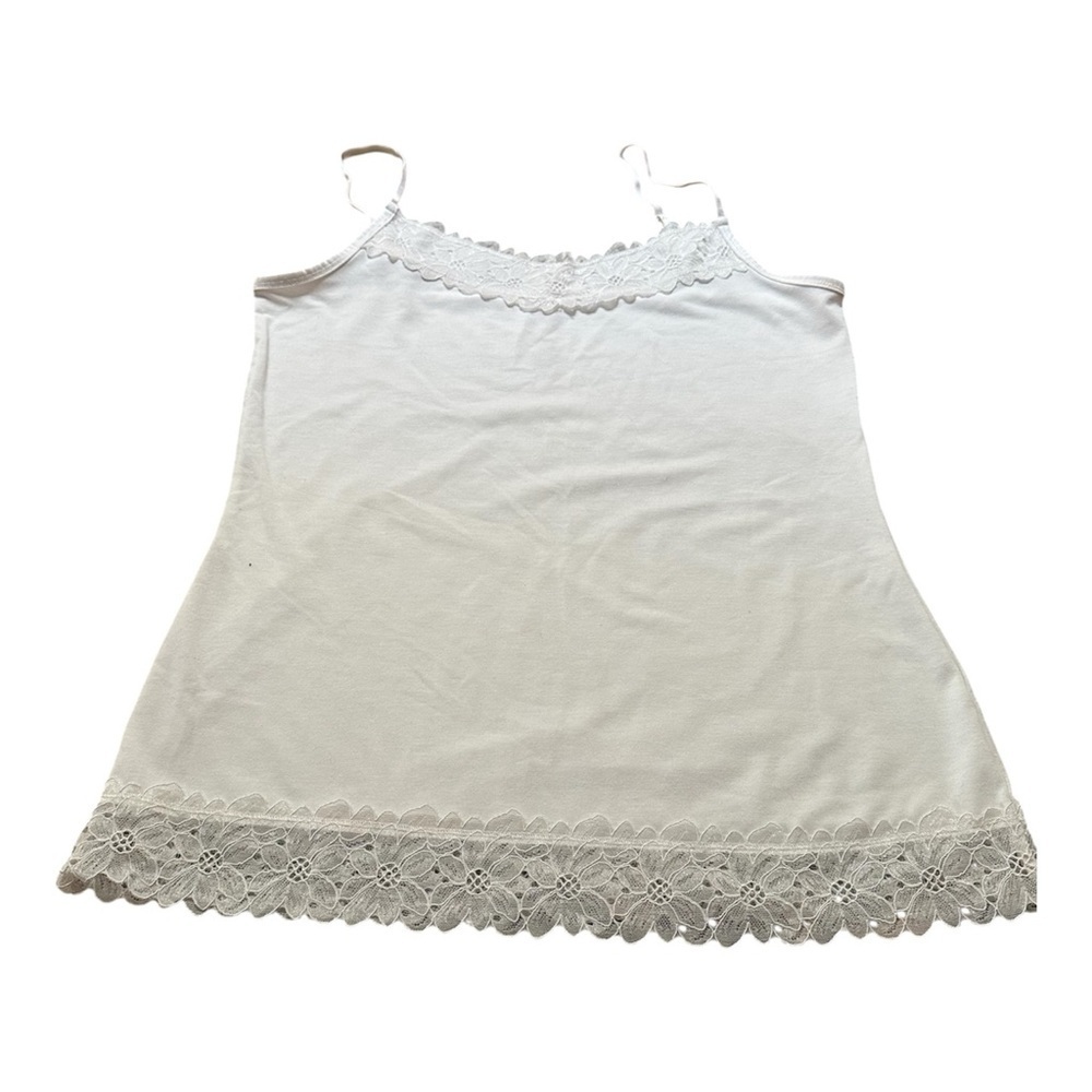 Cato White Lace-Trim Camisole